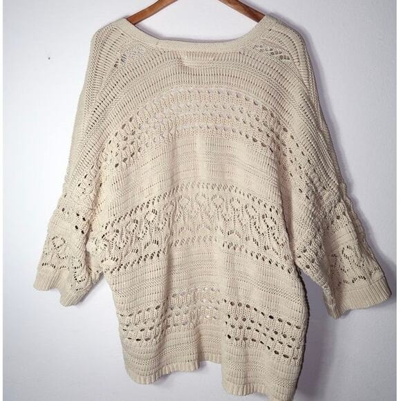 Lucky Brand Crochet Cardigan Boho Drop Shoulder Large - Picture 6 of 8